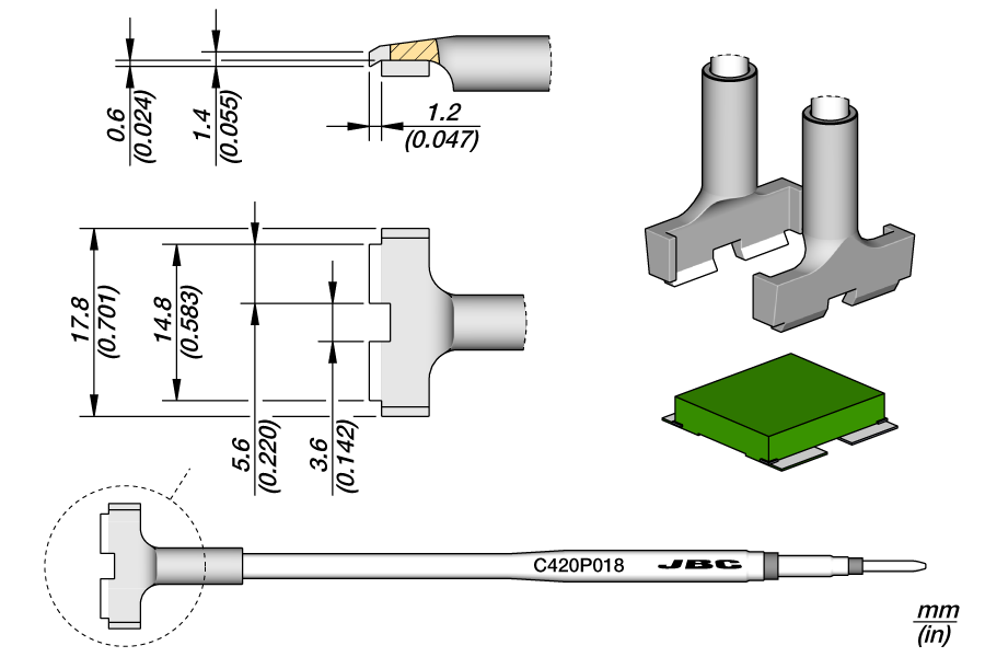 C420P018 - Tweezers Blade Cartridge 17.8 mm